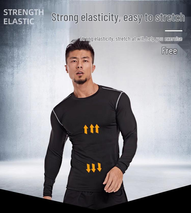 Herren Herbst/Winter Basketball Langarm Fitness Tights - Atmungsaktive, Hochelastische Basisschicht zum Laufen und für Sport