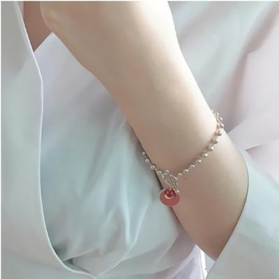 Bracelet Quotidien Simple à Chaîne Boule avec Plaque Identité Sourire