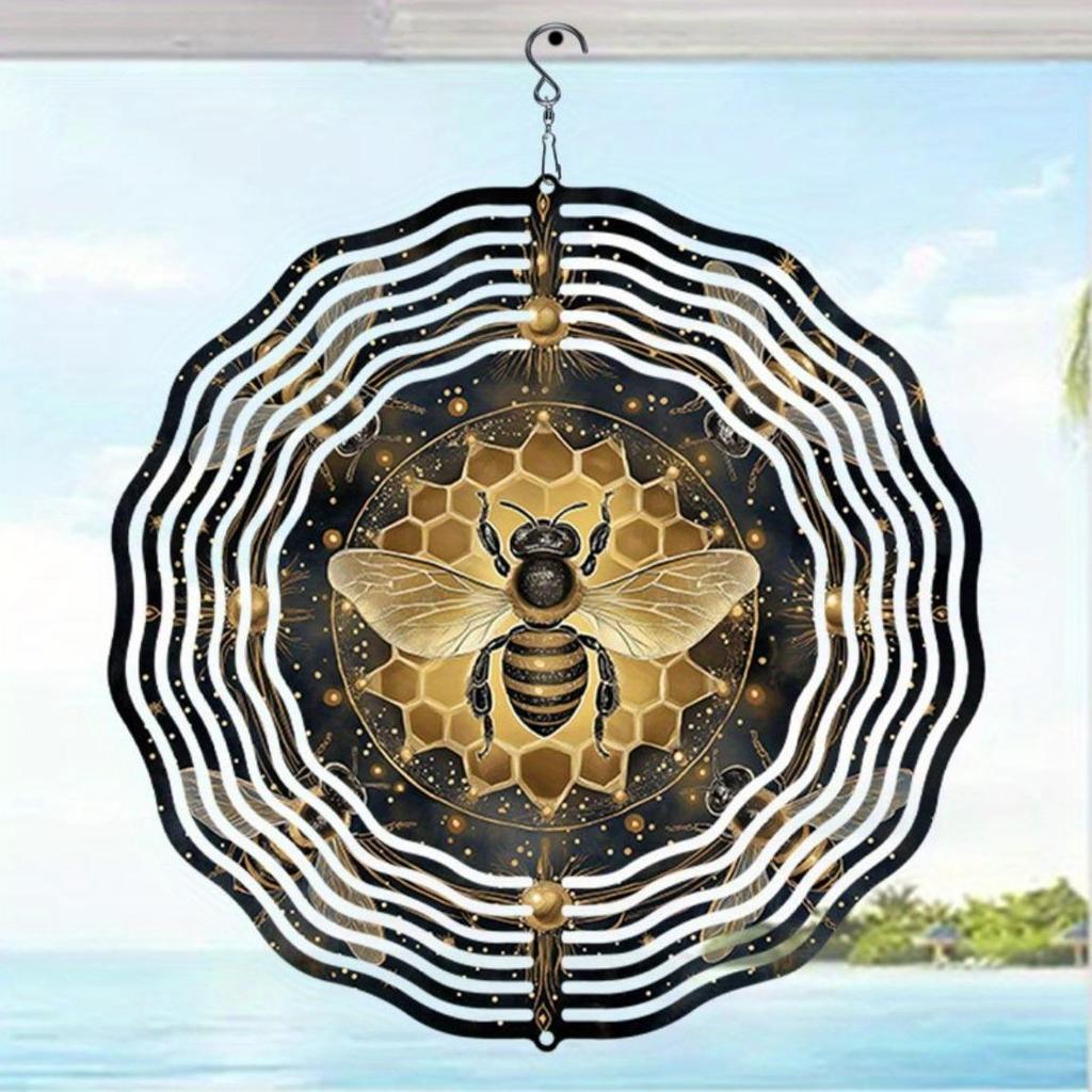 Brave & Beautiful Bee-Themed Wind Chime - Weatherproof 3D Kinetic Art for Garden, Patio, or Outdoor Decor with 360° Rotating Hook - Unique