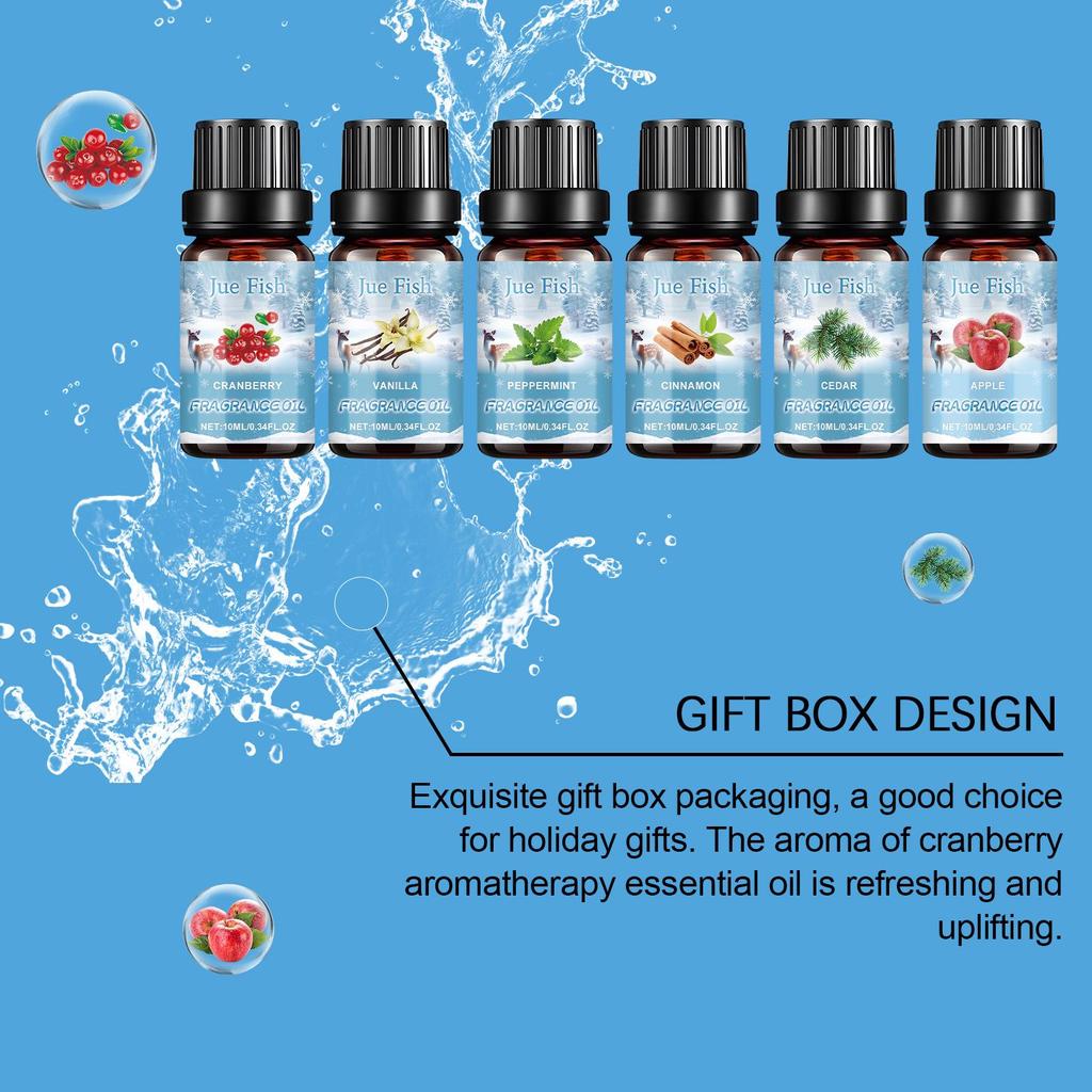 JUE FISH Winter Aromatherapy Oil & Humidifier Set - Freshens Air for Indoor Heating