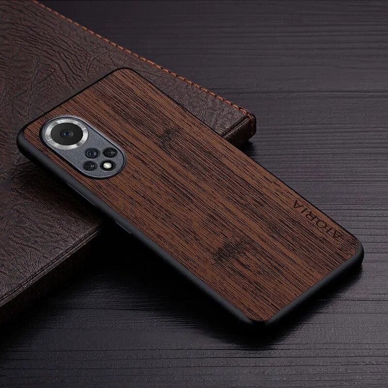 Case for Huawei Nova 9 Pro Funda Bamboo Wood Pattern Leather Phone Cover Luxury Coque for Huawei Nova 9 Case Capa