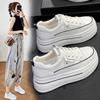 Women's Hidden Wedge Platform Shoes 2025 Summer Genuine Leather Breathable Mesh White Sneakers Casual Versatile