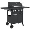 Gas Barbecue Grill with 4 Burners Black Powder-coated Steel