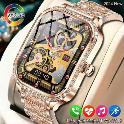 Nouvelle Montre Connectée Femme Tendance Fréquence Cardiaque 1,75 Pouce Écran HD 240*296 Montre Diamant Appel Bluetooth Étanche SmartWatch Dames