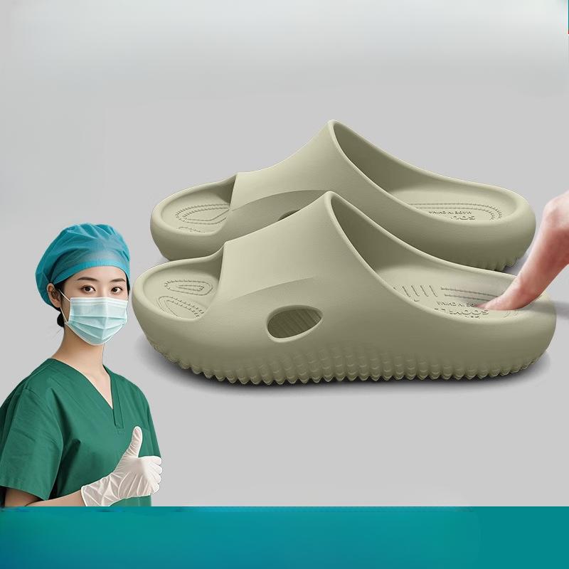 

New Anti-slip Operating Room Shoes for Women, Indoor Deodorizing Flip-flops Fits 35-36 зелёный/бежевый