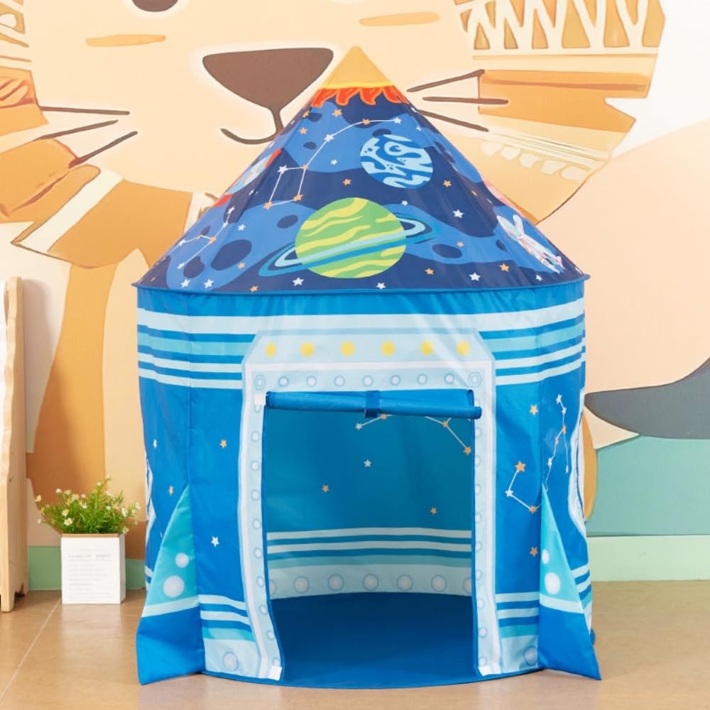 Benebomo Tent for Children Rocket Tent Kids Tent Tent House Spaceship Tent Folding Ball Pool Indoor Outdoor Rocket Toy with Carry Bag Children Play