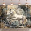 2D White Unicorn Backdrop Golden Glitter Fantasy Photography Background