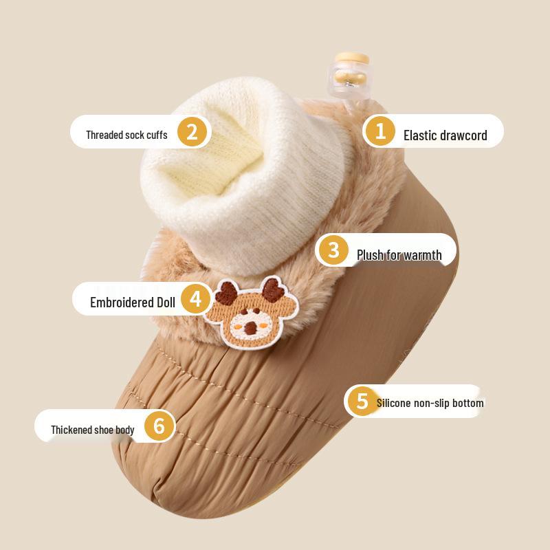 Cartoon Baby Shoes: Soft Sole, Fleece-Lined, Warm Cotton, Non-Slip, Anti-Drop, and Cold-Insulating for Boys & Girls