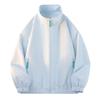 Men Stand Collar Zip Up Windbreaker Jacket Contrast Zipper Loose Casual Outerwear