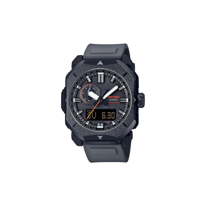 CASIO 100 meters waterproof and shockproof multi-function Quartz resin strap men's watch gray dial PRW-6900BF-1PR