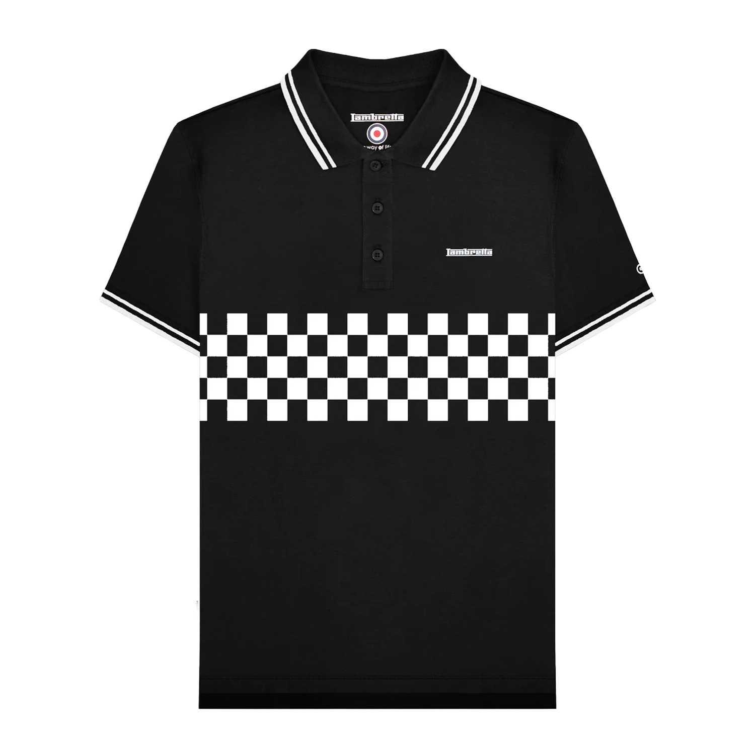 Lambretta Heren SS25 Tweekleurige Polo met Tip M zwart/wit