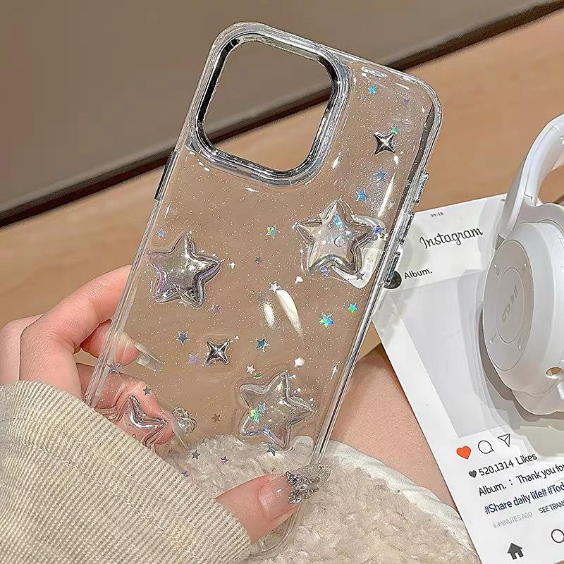 Star glitter Epoxy mobile phone case for Iphone17Promax transparent Apple 14 soft 15 women's 13 sequins