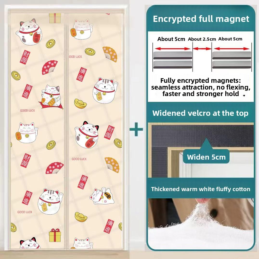

Потовщена вітрозахисна бавовняна штора на двері для зимової домашньої ізоляції. Магнітна вітрозахисна штора з установкою без свердління. 70*200cm