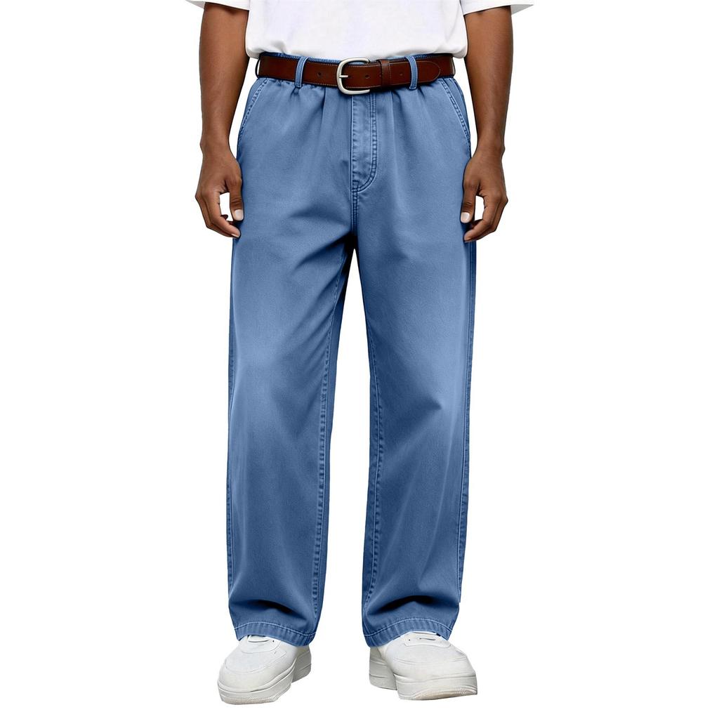 Men Elastic Waist Pant Casual Fit Pants Trousers