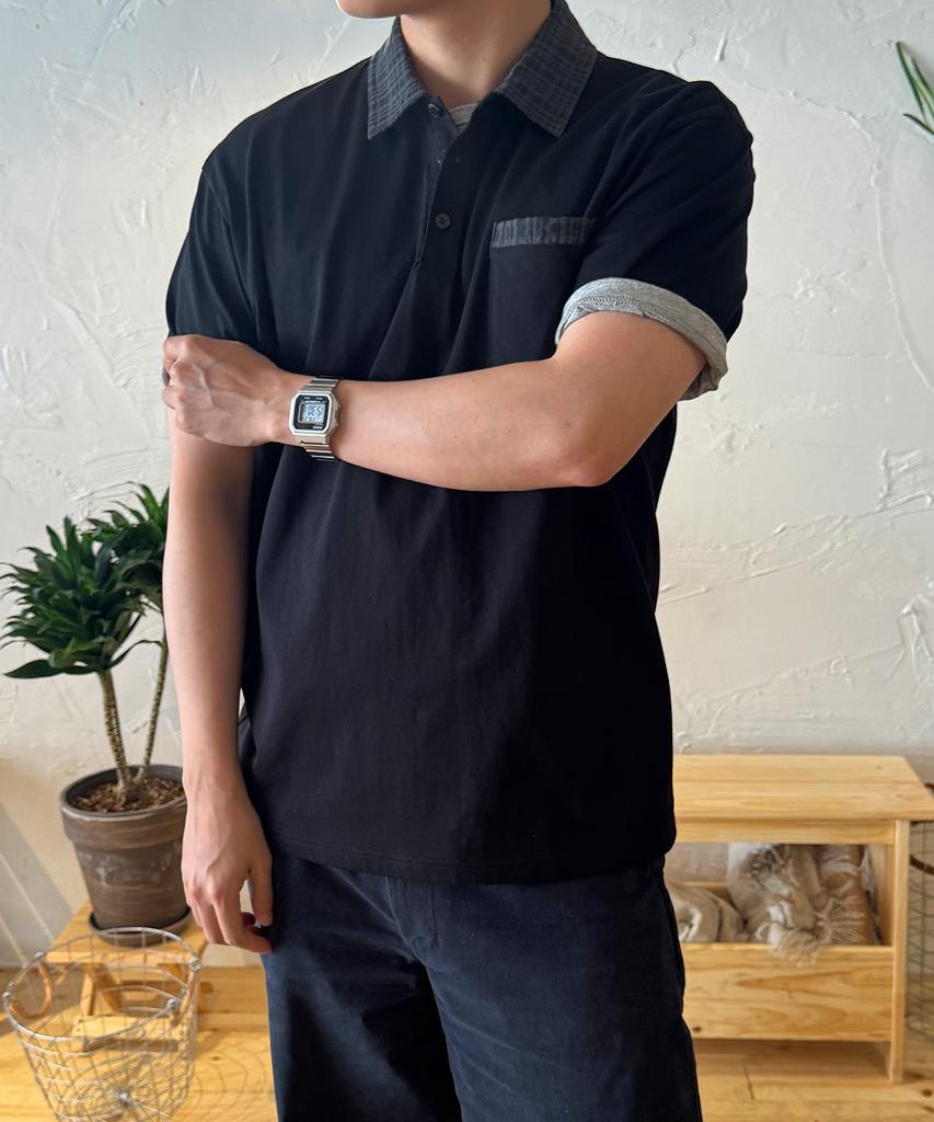 INTEMPOMOOD Noble Check Collar T-Shirt: 2 Colors