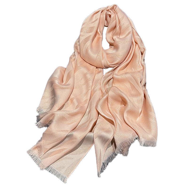 Moda Primavera ed Estate Sciarpa di Seta di Alta Gamma Stampa Sciarpa Antipolvere Sciarpa da Donna Sciarpa in Filato di Seta Dorata Cotone Tencel Sciarpa