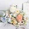 1Pc Artificial Flowers Wedding Home Bedroom Decoration Bridal Bouquet Garden Fake Silk Roses Hydrangeas Vase For Board Outdoors