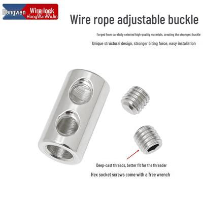 Adjustable 304 Stainless Steel Wire Rope Locking Connector for Lighting Fixtures (1.5~4mm Double Hole, Vertical)