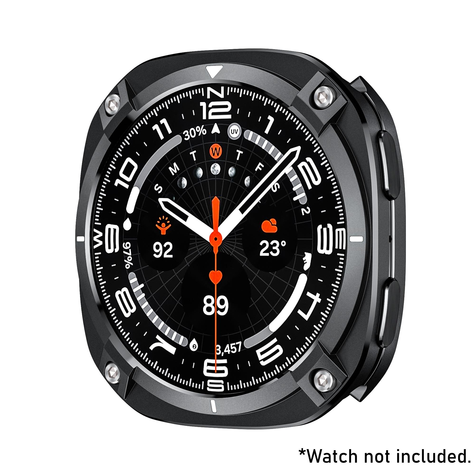 

Rugged Hard Metal Case For Samsung Galaxy Watch 8 44mm Case Accessories PC+Zinc Alloy Protective Cover Bumper for Galaxy Watch 8 For Galaxy 8 44MM черный белый