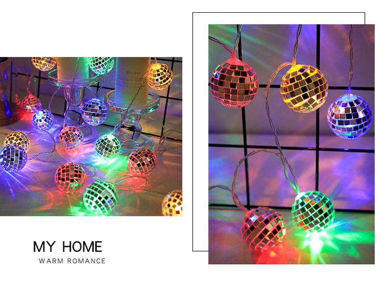 LED Mosaic Mirror Ball String Lights for Party & Holiday Decoration