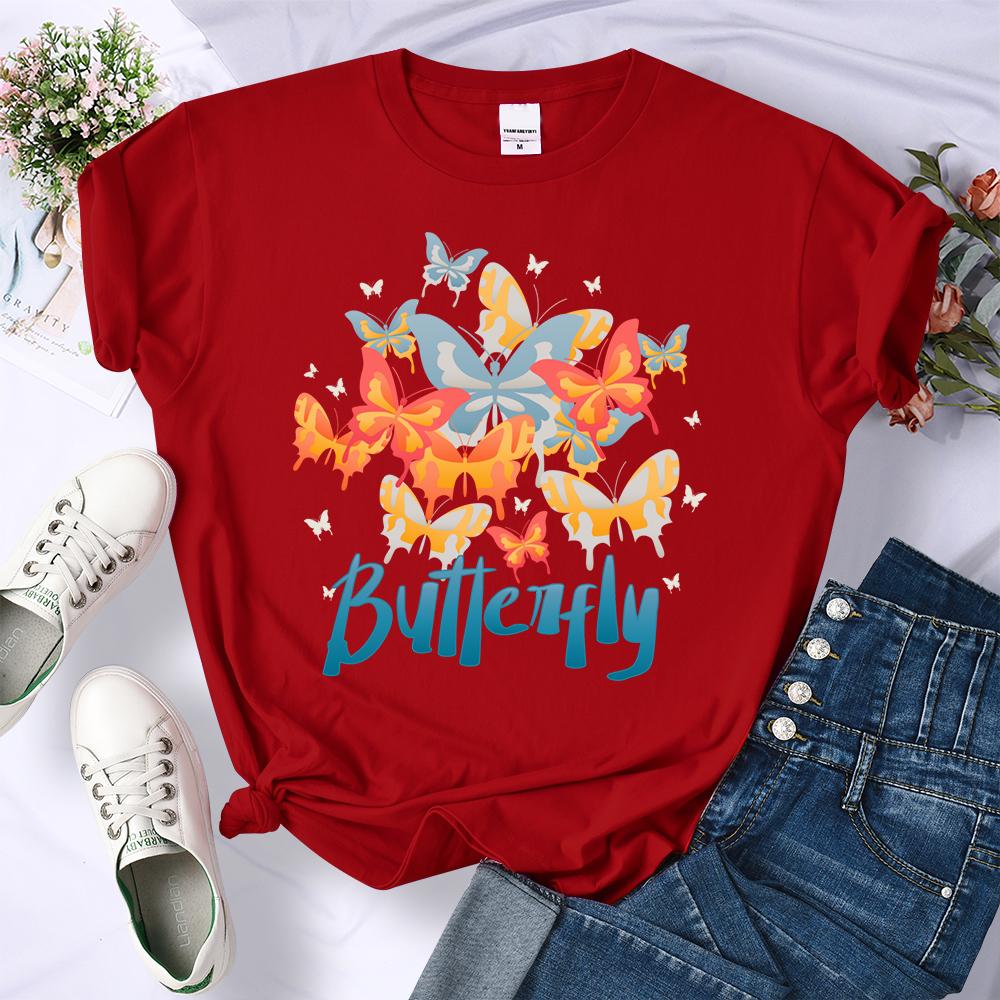 Summer Colorful Butterfly 3D Printed T Shirts Women Multicolor Soft T-Shirt Summer Hip Hop Clothing Crewneck Y2K Female Short Sleeve