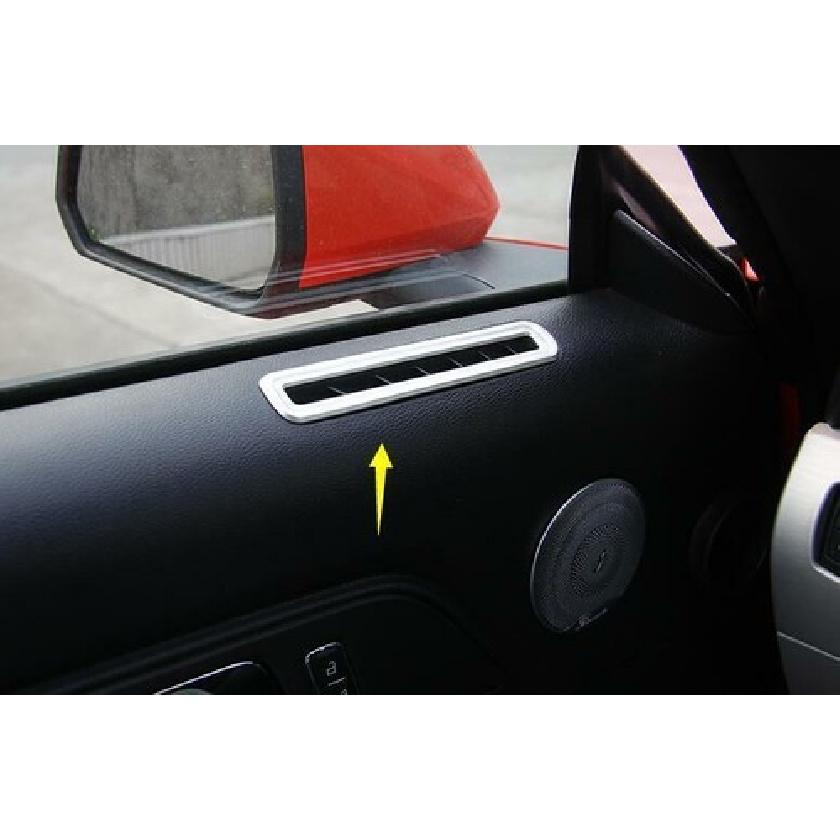 For Ford Mustang 2015- Matte Silver Inner Door L&R Air Outlet Vent Trim 2PCS