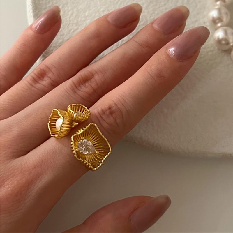 S925 Silver Hollow 3D Flower Ring - Women's Shiny, Versatile, Luxury Open Ring for Index Finger