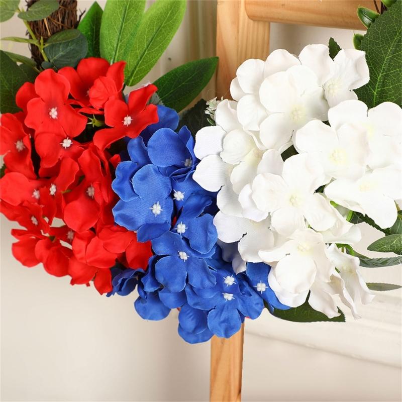 Artificial Flower Wreath for Front Door Garden, Patriotic Wreath