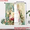 2pcs Pink White Floral Curtains   Large Blossoms with Green Leaves Blue Flowers Light Background for Living Room Bedroom