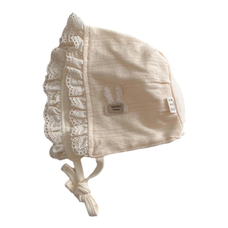 Baby Spetsmössa i Vintagestil med Blom-/Kaninmönster Stilfull Babyhatt med Justerbart Band Lämplig för Pojkar & Flickor