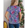 Plus-Size Women's Breathable Stretchy Short Sleeve Crew Neck T-Shirt - Vibrant 3D Floral & Butterfly Print, Summer Casual Daily Ladies T Shirts