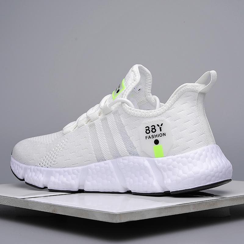 Модные кроссовки, дышащая повседневная мужская обувь, новинка 2022 года, мужские кроссовки, черно-белые мягкие легкие мужские туфли большого размера 36 белый