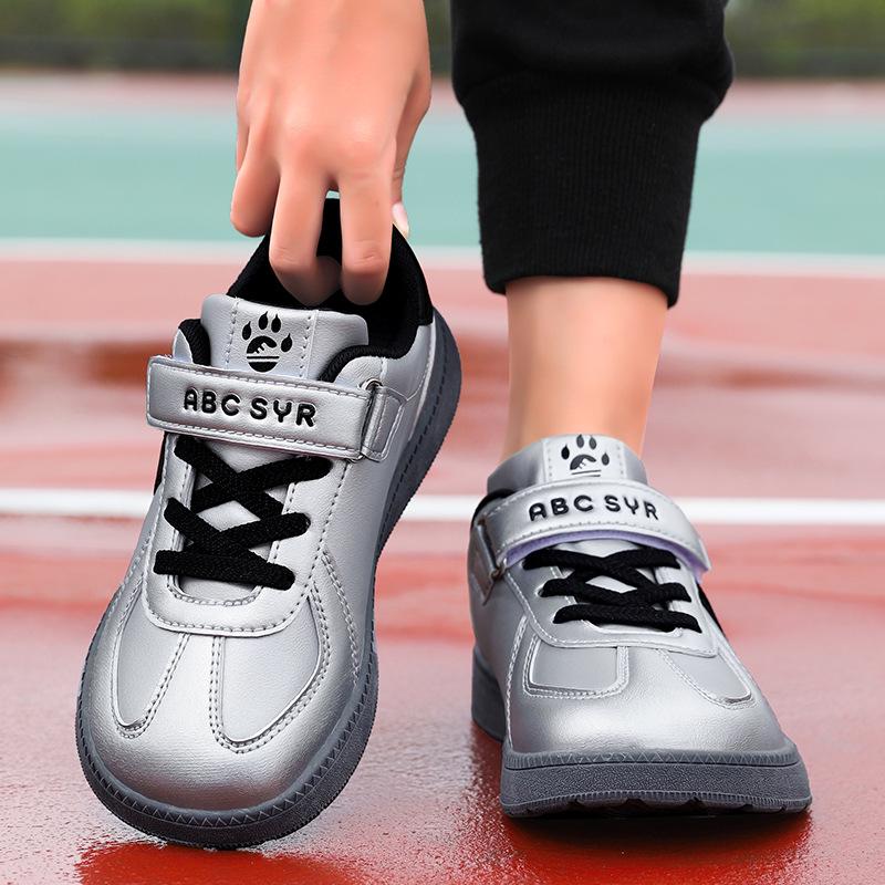 Boys' and Girls' 2026 Casual Wide Toe Leather Sneakers for Spring & Autumn