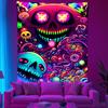 Psychedelic Neon Skeleton And Zombie Uv Reaction Tapestry Wall Hanging Bedroom Dormitory Home Decoration