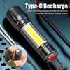 Super Bright LED COB Tactical Flashlight USB Rechargeable Mini Torch Outdoor Waterproof Portable Lamp for Fishing Emergency Work