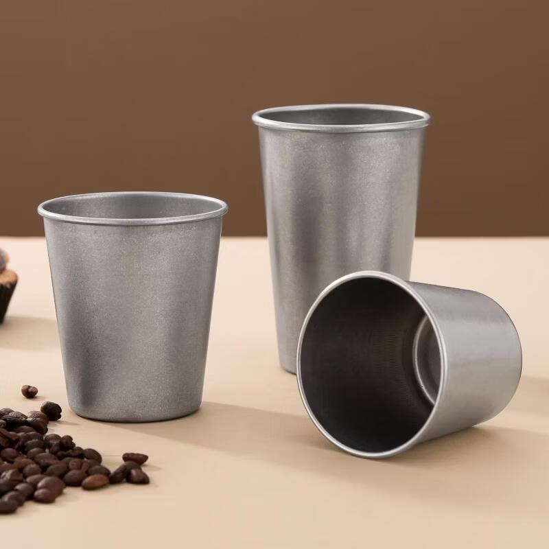 Shangqi Retro Stainless Steel Cold Drink Tumblers (400ml, 2-Pack)