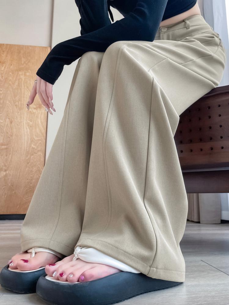 2025 Spring Summer Elegant Suit Wide-leg Pants Women's New Straight Mop Casual Trousers Narrow High Waist Drap Suit Pants