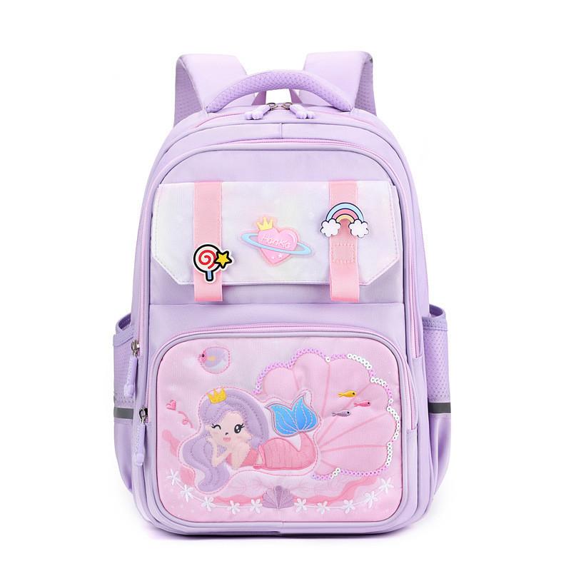 Cute Mermaid Oxford Cloth School Backpack For Girls Lightweight And Spinal Protection
