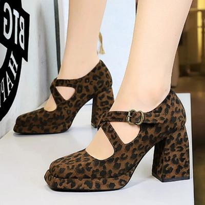 Mode Dikke Zool Hoge Hakken Damesschoenen Effen Mode Temperament Enkele Schoen Lente Zomer Enkelgesp Elegante Vrouw Schoenen met Hak