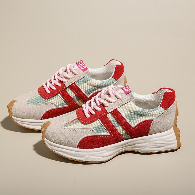 

Small waist shoes women s 2025 new spring and autumn versatile platform Internet celebrity single casual running sports shoes dad shoes women trend 40 красный