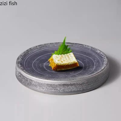 Vintage Circular Ceramic Dinner Plate Sushi Plate Dessert Plate Snack Plates Restaurant Specialty Molecular Cuisine Tableware