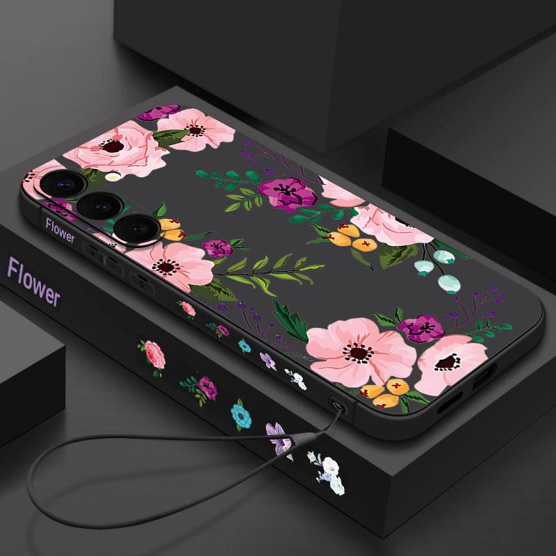 Peony Flower Case For Samsung Galaxy S25 S24 S23 S22 Ultra Plus S24 S21 FE For Magsafe Wireless Charge Magnetic Soft Phone Cover