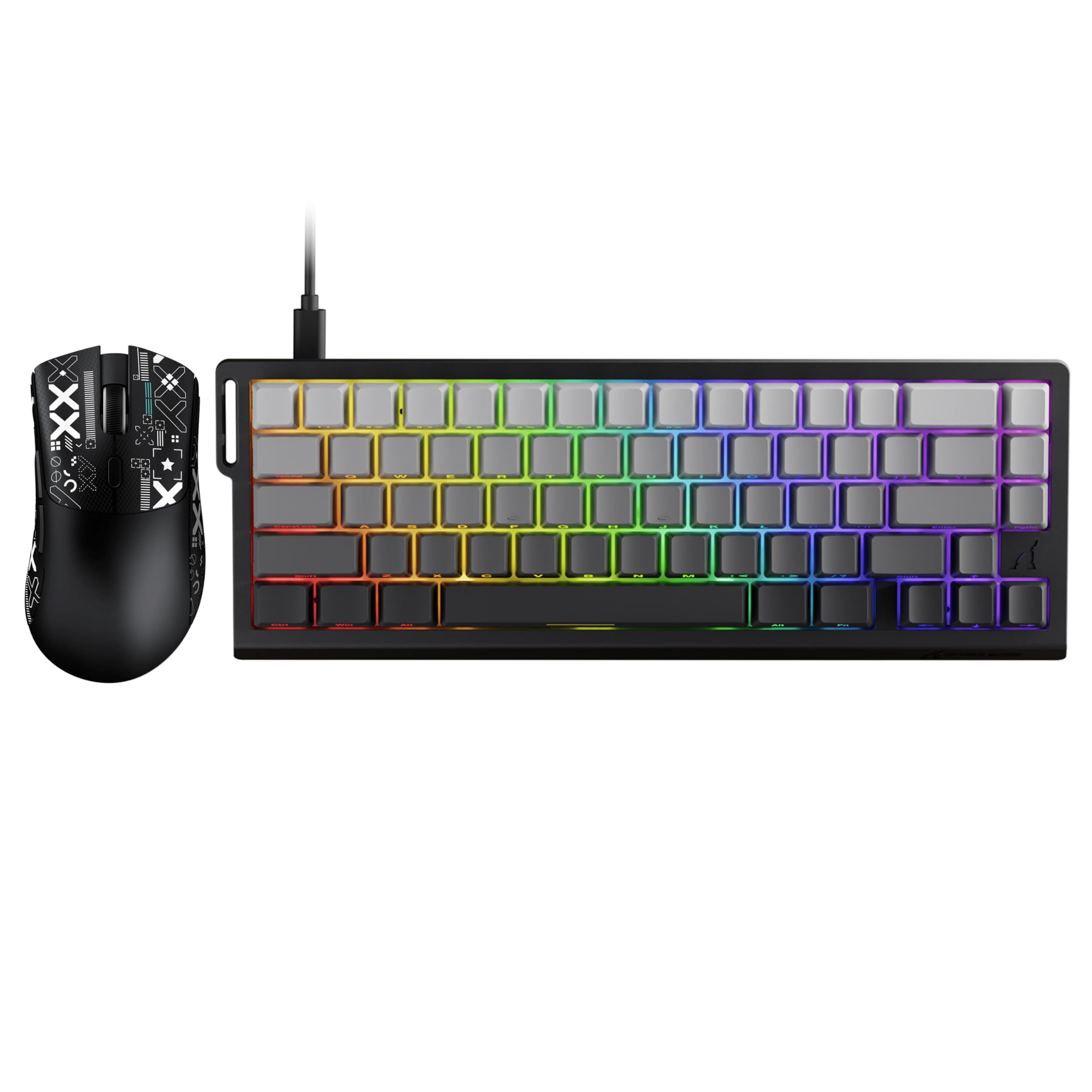

ATTACK SHARK X68HE Rapid Trigger Gaming Wired 8K Polling Magnetic QMK Gasket Gaming R1 Mouse 18000 TTC FPS Gaming Stopping Gray Keyboard/Mouse Set, білий