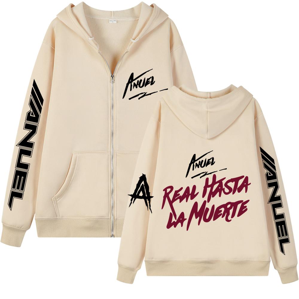 2023Anuel AA Zipper New Printed Hoodie Sweatshirt Jacket REAL HASTA LA Muerte Casual Sportswear Unisex's and Women's Anime Pullover
