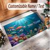 Fish Ocean Theme Soft Crystal Velvet Rug Custom Name & Text Print Non Slip Floor Rug for Bedroom Living Room