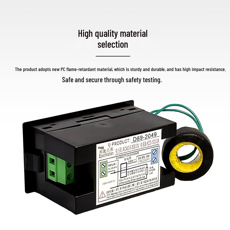 Multifunktionaler Stromzähler D69-2049: AC-Spannungs-, Strom- und 100A-Monitor mit Farb-LCD-Anzeige.