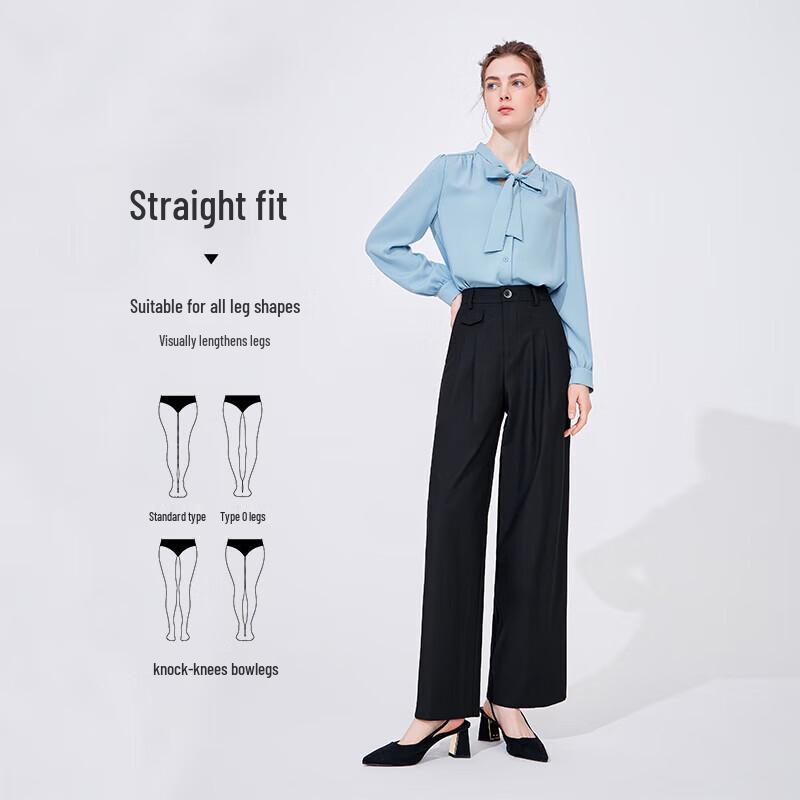 Navigare Women's Cinched Waist Wide-Leg Straight Pants