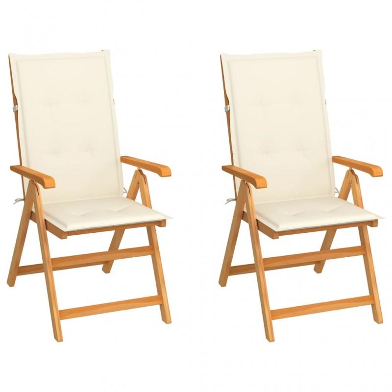 Day and Night - Day and Night Garden Chairs 2 Units with Cream Cushions Solid Teak Wood