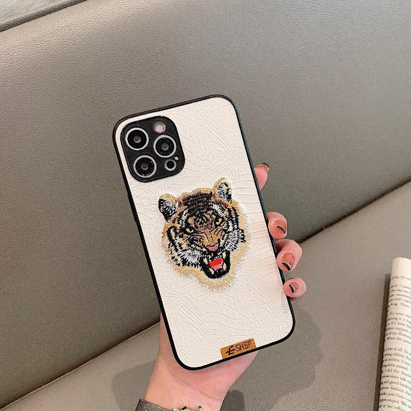 Premium Embossed Tiger Head Leather Case for iPhone 17/16 Pro Max/15/14