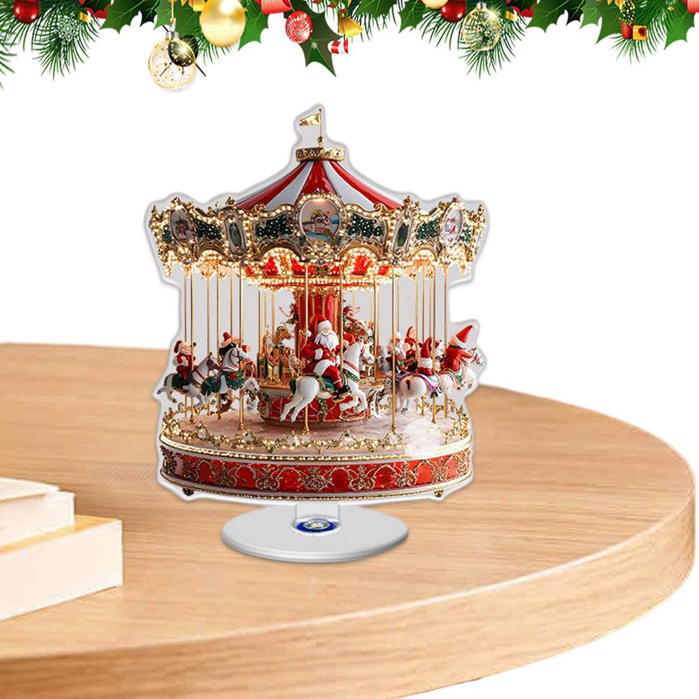 Ornement de Noël Manège Traditionnel 2D Festif Noël Décoration Acrylique Cheval de Manège Ornement Pour Fenêtre